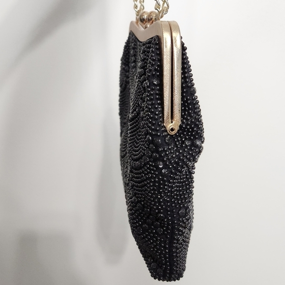 Vintage Style By Du Val Black Beaded Evening Bag - Picture 11 of 14